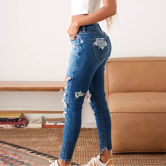 American Eagle Next Level Stretch Distressed Jeans - Size 6 Short - Picture 3 of 10